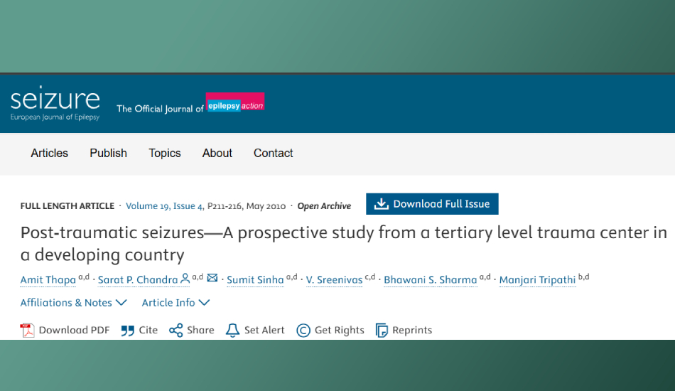 Post-traumatic seizures-A prospective study from a tertiary level trauma center in a developing country